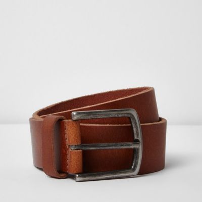 Tan leather stud belt
